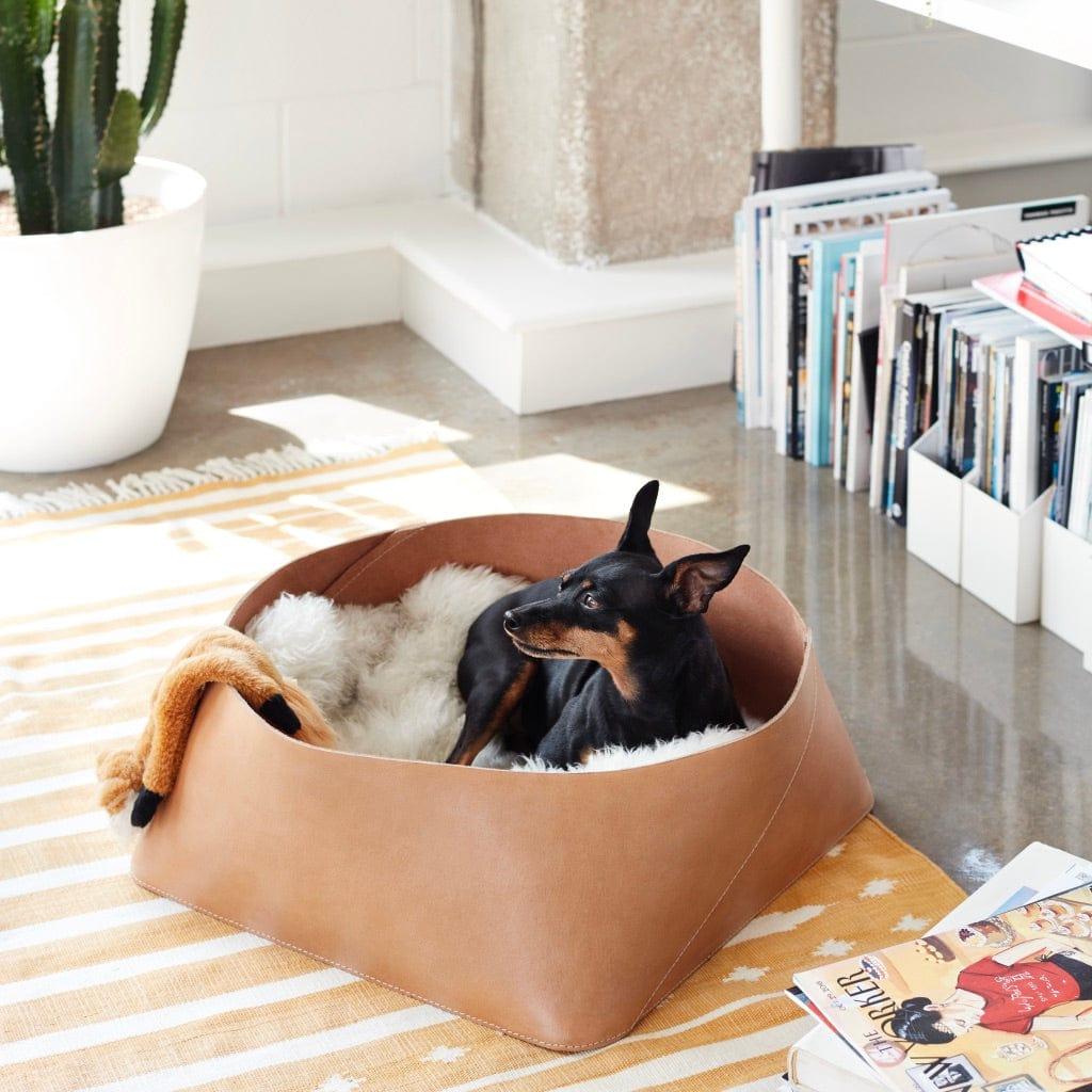 Azad Low-Profile Leather Storage Bin