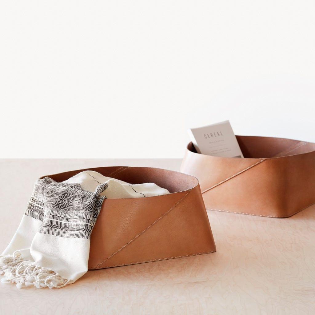 Azad Low-Profile Leather Storage Bin