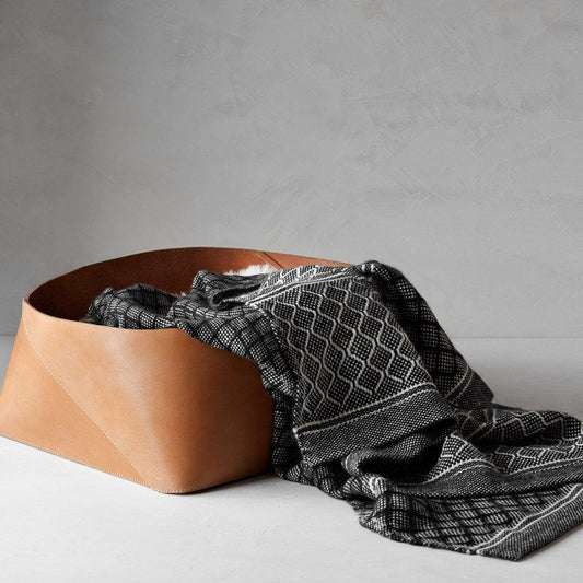 Azad Low-Profile Leather Storage Bin