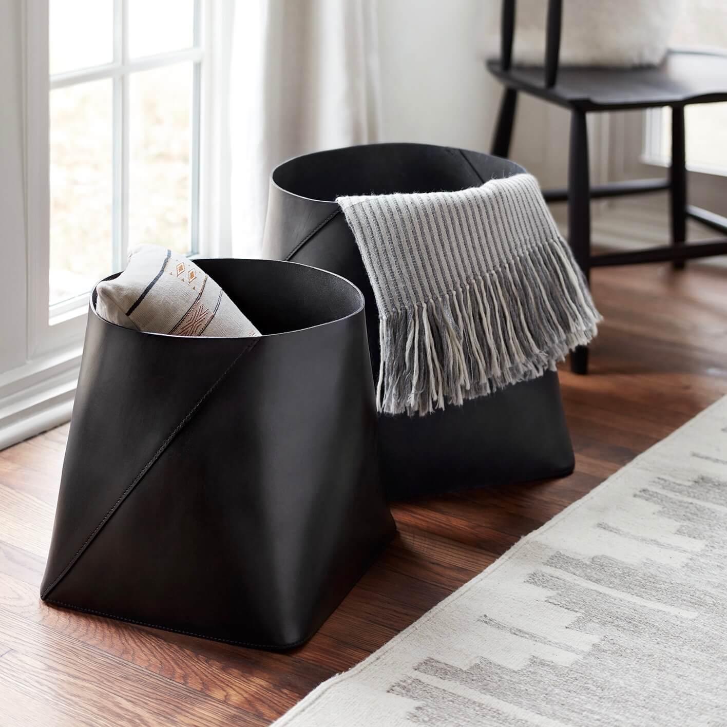 Azad Tall Leather Storage Containers