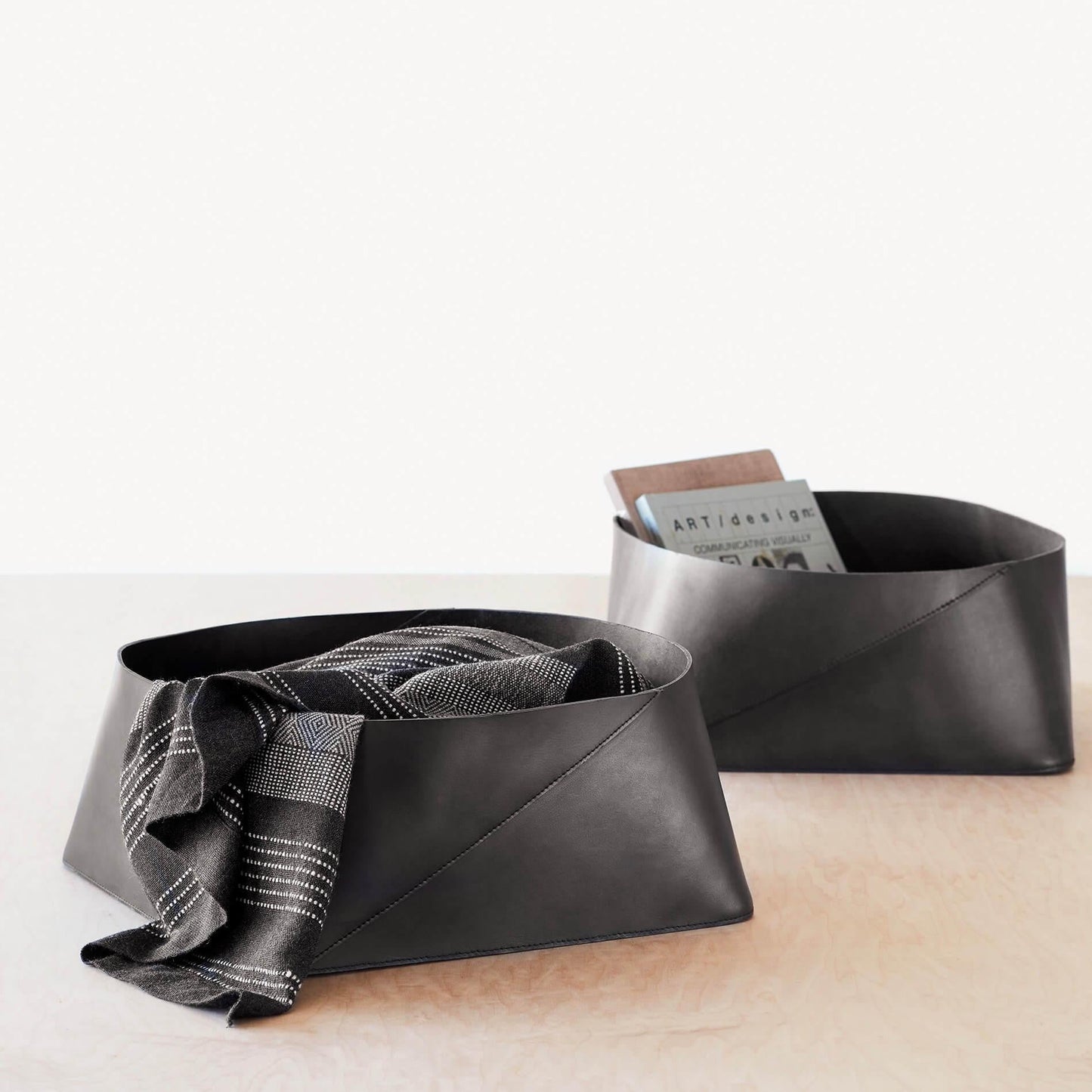 Azad Low-Profile Leather Storage Bin