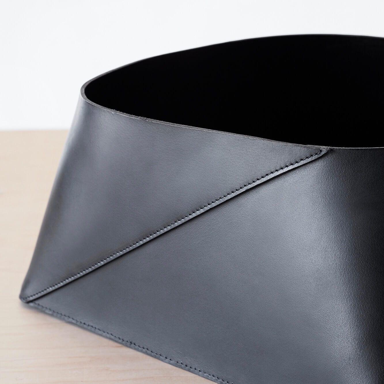 Azad Low-Profile Leather Storage Bin